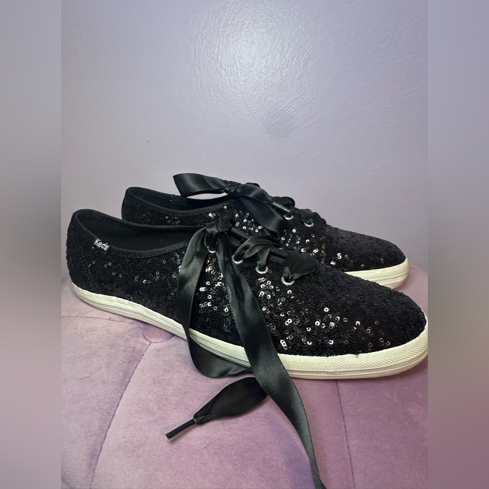 Keds Women's Champion Glitter Black Sequin Sneakers Size 7 1/2